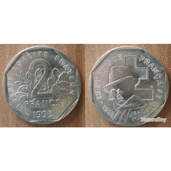 France 2 Francs 1993 Piece Franc Jean Moulin Piece