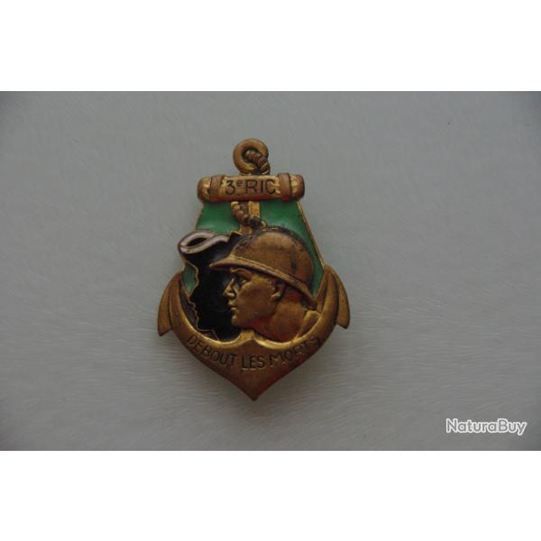 INSIGNE  COLONIAL   :  3 � REGIMENT  INFANTERIE COLONIAL   --- DRAGO  PARIS  H.398  ------