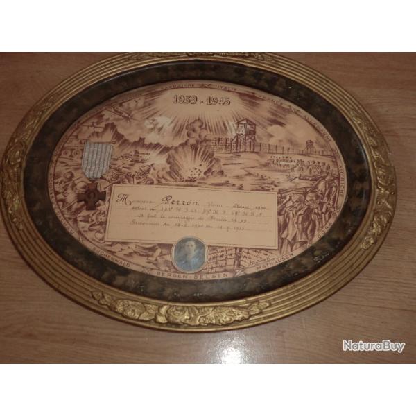 cadre m�daille crois du combattant campagne 39 45