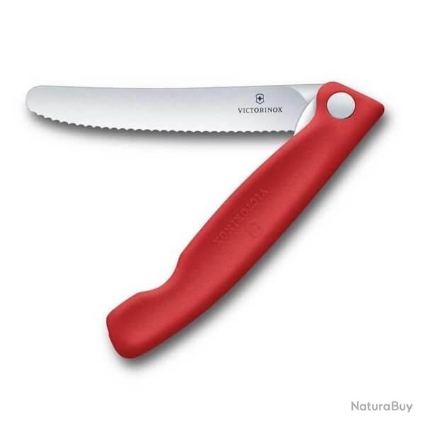 6.7831.FC1 Couteau d'office pliant rouge crant� Victorinox 11cm en bo�te