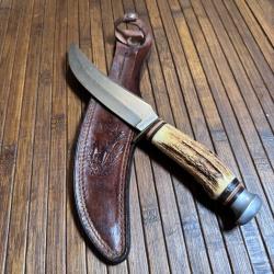 FORT COUTEAU - POIGNARD ARTISANAL ALLEMAND SKINNER KNIFE A SOLINGEN ANN&Eacute;E 1945-1955