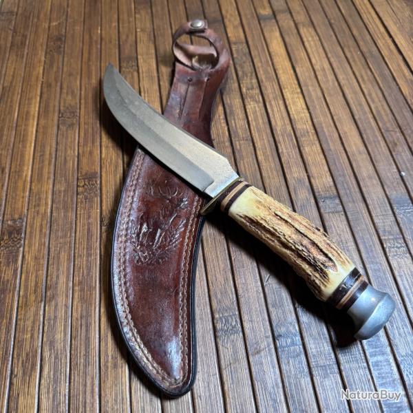 FORT COUTEAU - POIGNARD ARTISANAL ALLEMAND SKINNER KNIFE A SOLINGEN ANN�E 1945-1955