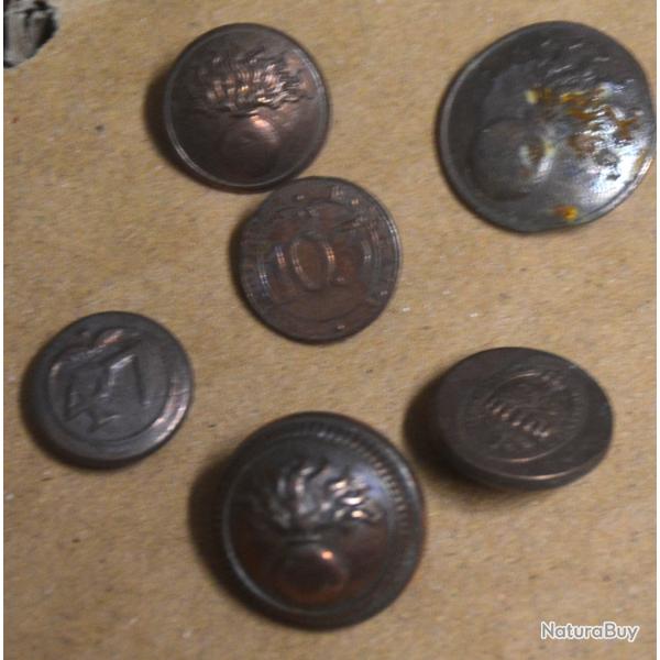 Lot de 6 bouton militaire