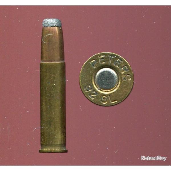 .32 Winchester Self Loading - marquage : PETERS 32 SL - balle cuivre pointe plomb plate