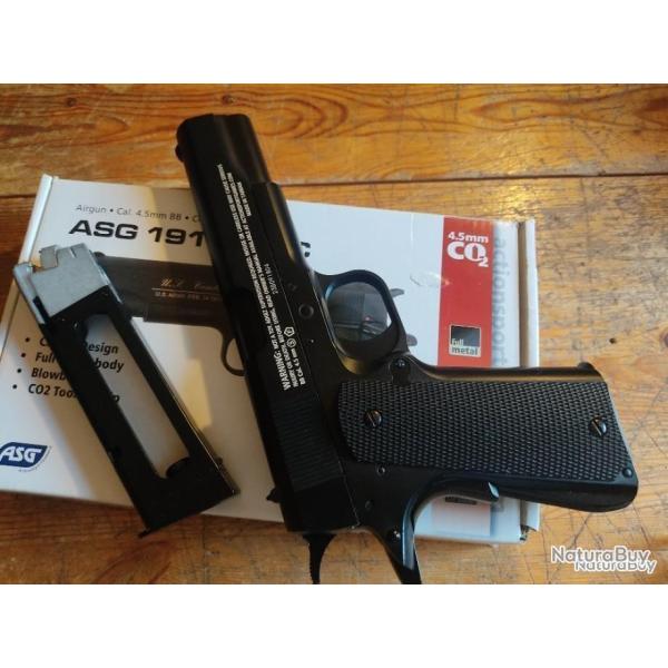 Pistolet ASG CO2 4.5 mm Bbs  modle 1911 US Combat Blowback + chargeur supplmentaire