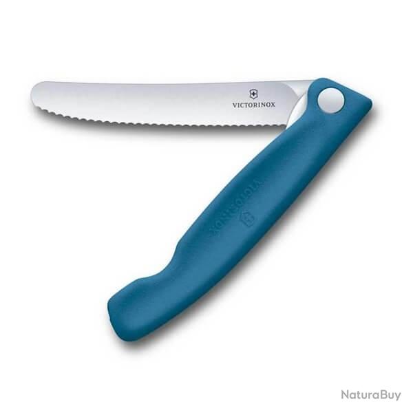 6.7832.FC1 Couteau d'office pliant bleu crant� Victorinox 11cm en bo�te
