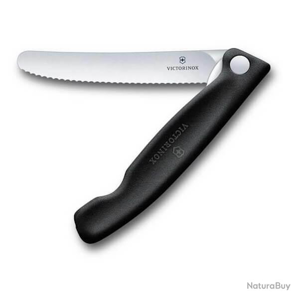 6.7833.F Couteau d'office pliant noir crant� Victorinox 11cm en bo�te