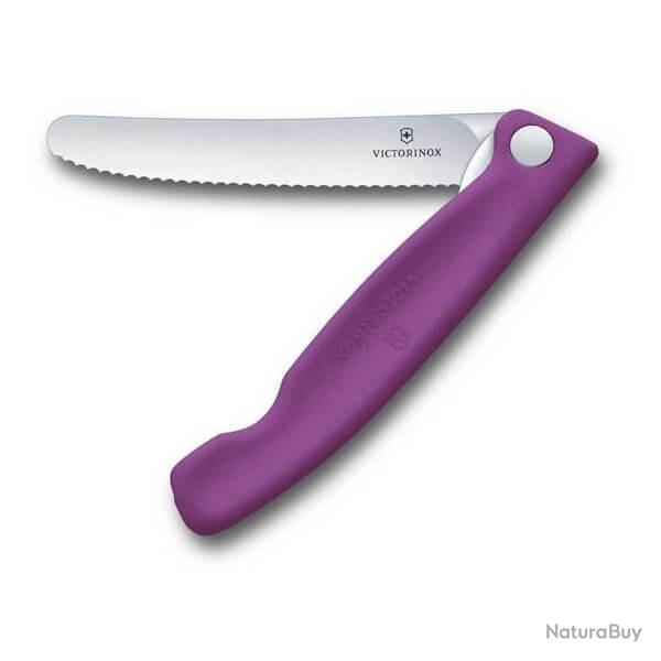 6.7835.FC1 Couteau d'office pliant violet crant� Victorinox 11cm en bo�te
