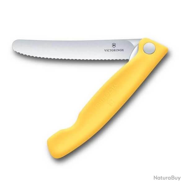 6.7838.FC1 Couteau d'office pliant jaune crant� Victorinox 11cm en bo�te