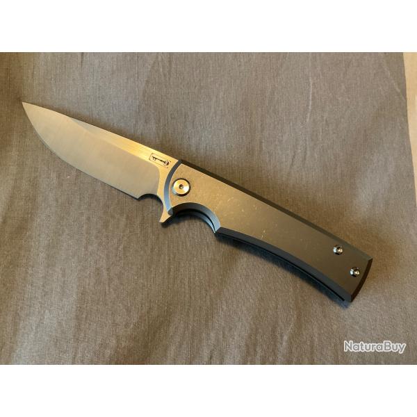 VEND COUTEAU PLIANT CHAVES KNIFE DROP POINT STONEWASH TITANIUM.