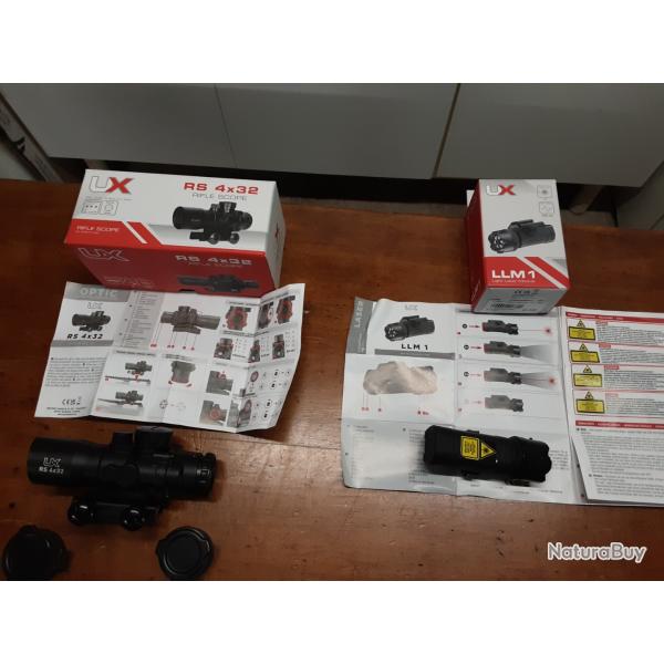 Lot  lunette  et lampe tactique   de loisir umarex