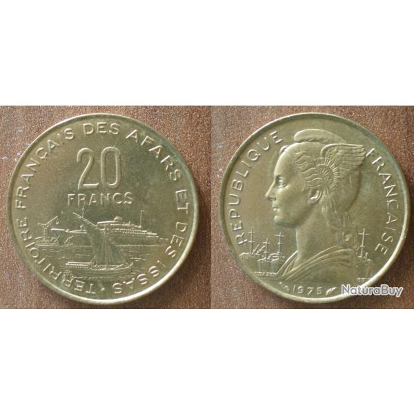 AFARS & ISSAS 20 FRANCS 1975 NEUVE Djibouti Piece Bateau