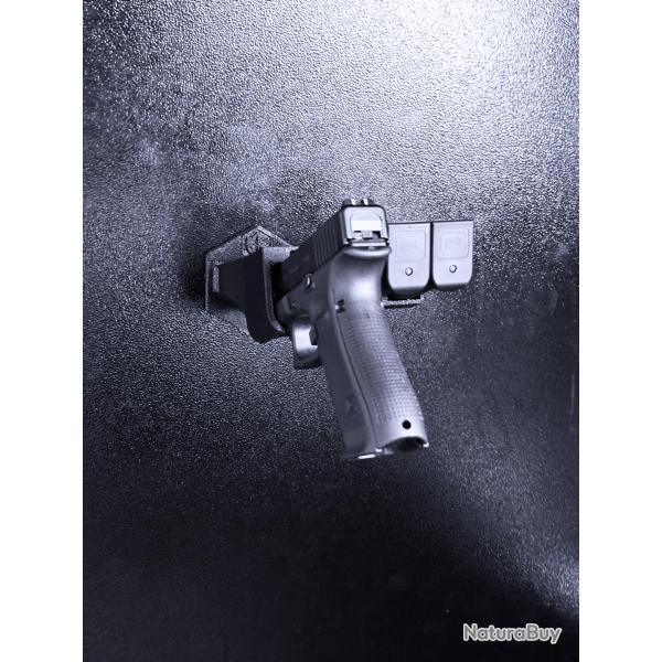 Support magntique pour Glock et 2 chargeurs pour coffre fort