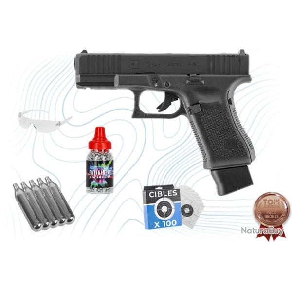 Pack Bronze Pistolet Glock 19 Gen 5 MOS CO2 4.5mm BBs Umarex