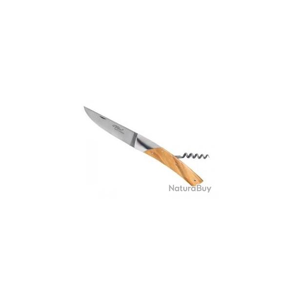 Couteau Le Thiers� par Florinox 2 pi�ces (lame acier 14C28, tire-bouchon), manche 11 cm olivier
