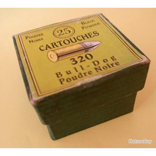 320 bulldog.    Boite carton .recontruite  ,rembordee, fa�on  ancienne .