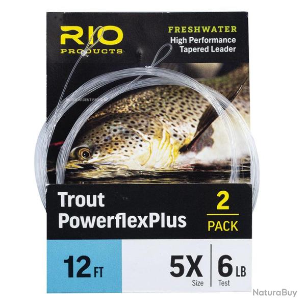 Bas de ligne RIO Trout Powerflex Plus (Pack de 2) 12' (3,70m) 5X
