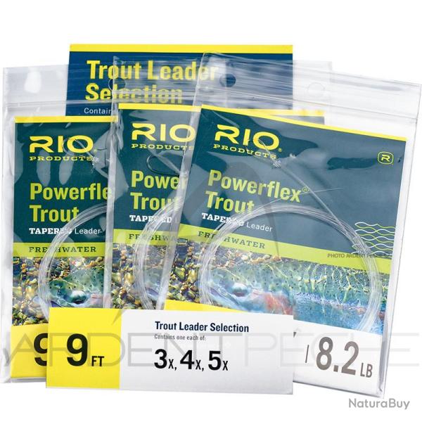 Bas de ligne RIO Powerflex Trout assortis 9� (Pack de 3) 3X/4X/5X