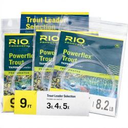 Bas de ligne RIO Powerflex Trout assortis 9&acute; (Pack de 3) 4X/5X/6X