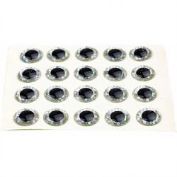 Yeux 3D adh&eacute;sifs argent &Oslash; 6.5mm