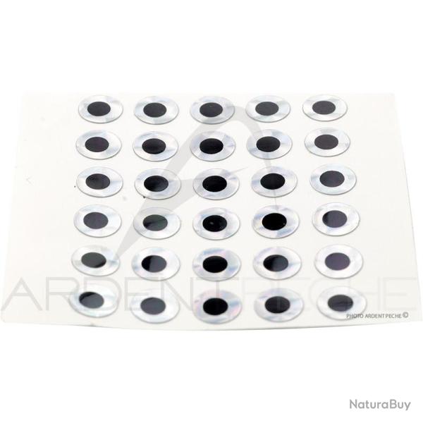 Yeux plats adh�sifs argent 3mm