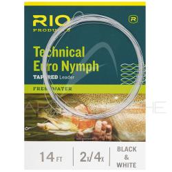 Bas de ligne RIO Technical Euro Nymph 14&acute; (4.30m) noir/blanc