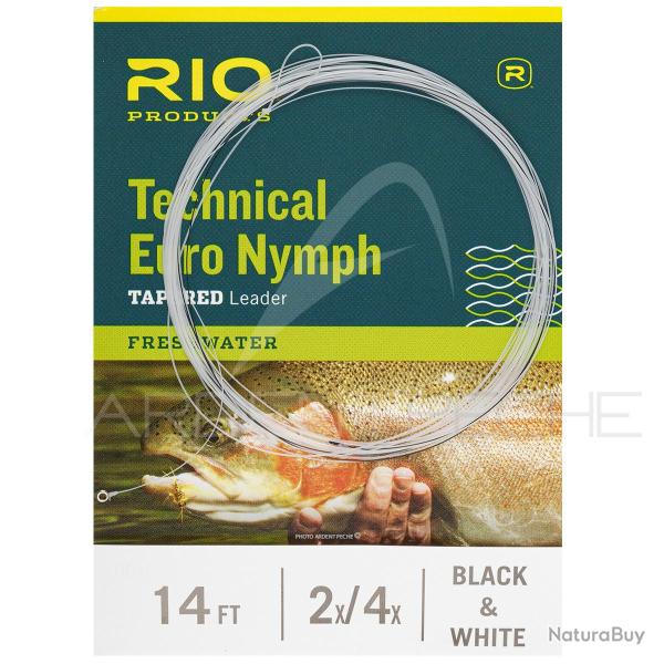 Bas de ligne RIO Technical Euro Nymph 14� (4.30m) noir/blanc