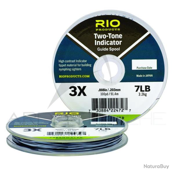 Fils nylon RIO 2 Tone Indicator noir/blanc 27m 3X - � 0.203