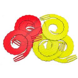 Queue Forked bling medium Fluo rouge/fluo jaune