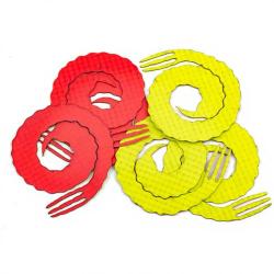 Queue Forked bling medium Fluo rouge/fluo jaune