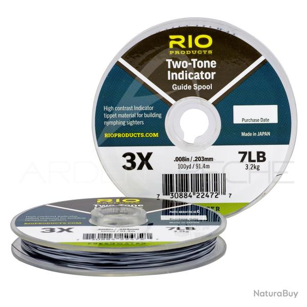 Fils nylon RIO 2 Tone Indicator noir/blanc 100m 4X (0.178mm)