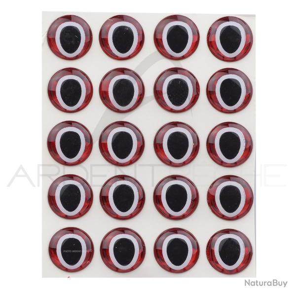 Yeux 3D adhsifs pupille ovale rouge 10 mm