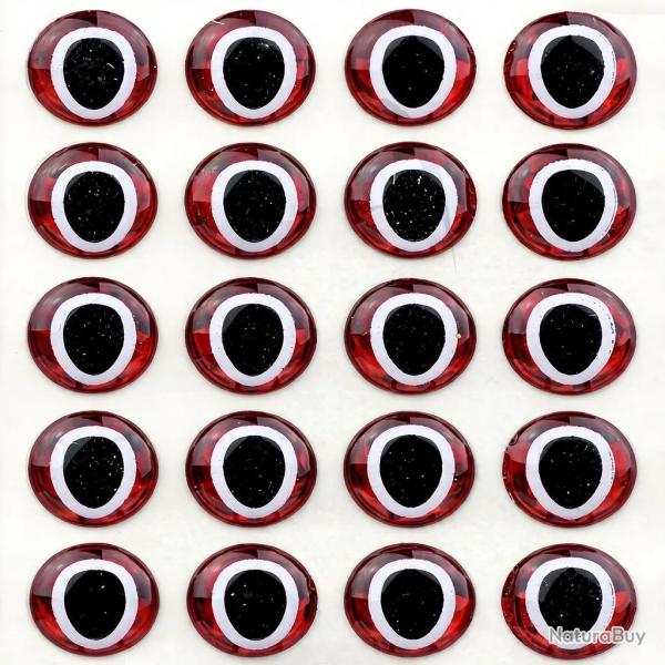 Yeux 3D adh�sifs pupille ovale rouge 10 mm