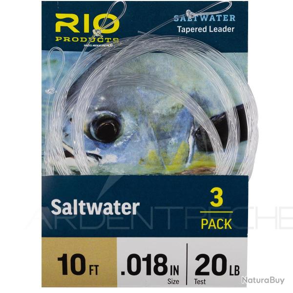Bas de ligne RIO Saltwater 10� (3m) X3 12lb (6 kg)
