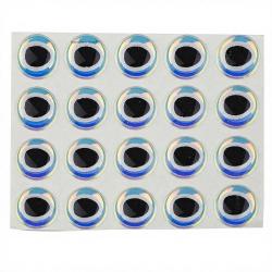 Yeux 3D adh&eacute;sifs pupille ovale Perle 6 mm