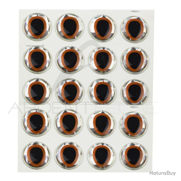 Yeux 3D adhsifs pupille ovale Orange 10 mm