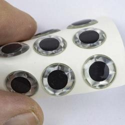 Yeux 3D adh&eacute;sifs XL 13 mm Argent