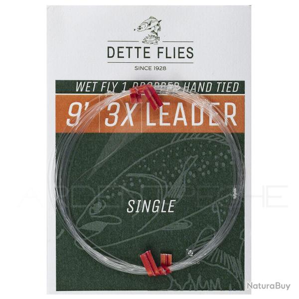 Bas de ligne Dette Flies noy�e 2,70 m (9ft) 1 potence 3X - 0.20 mm