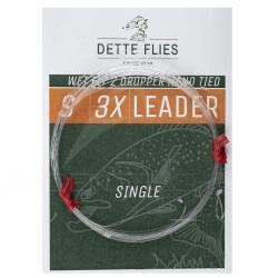 Bas de ligne Dette Flies noy&eacute;e 2,70 m (9ft) 2 potences 3X - 0.20 mm