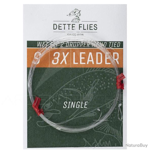 Bas de ligne Dette Flies noy�e 2,70 m (9ft) 2 potences 3X - 0.20 mm