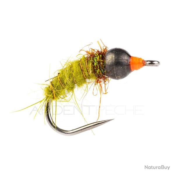 Mouche STS Nymphe tungsten caddis olive/noir H14
