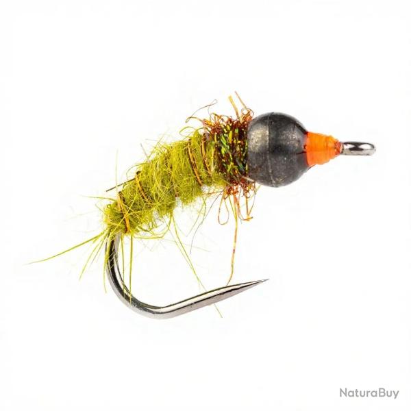 Mouche STS Nymphe tungsten caddis olive/noir H16