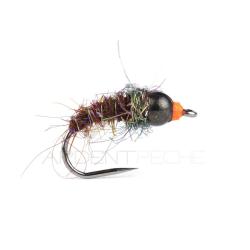 Mouche STS Nymphe tungsten caddis rouge/noir H14