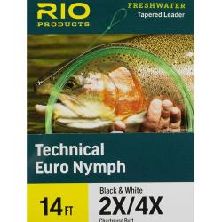 Bas de ligne RIO Technical Euro Nymph 14' (4,30m) D&eacute;part chartreuse pointe noir/blanc