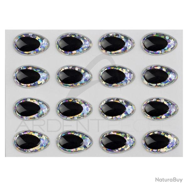 Yeux 3D Epoxy SYBAI Teardrop Eyes, Silver 8 mm