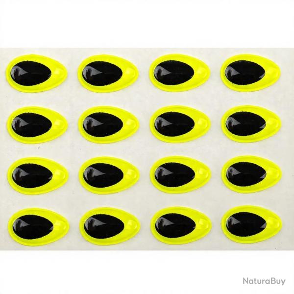 Yeux 3D Epoxy SYBAI Teardrop Eyes, Fluo Jaune 12 mm