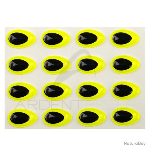 Yeux 3D Epoxy SYBAI Teardrop Eyes, Fluo Jaune 9 mm
