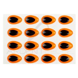 Yeux 3D Epoxy SYBAI Teardrop Eyes, Fluo Orange 10 mm