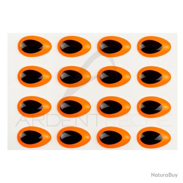 Yeux 3D Epoxy SYBAI Teardrop Eyes, Fluo Orange 10 mm