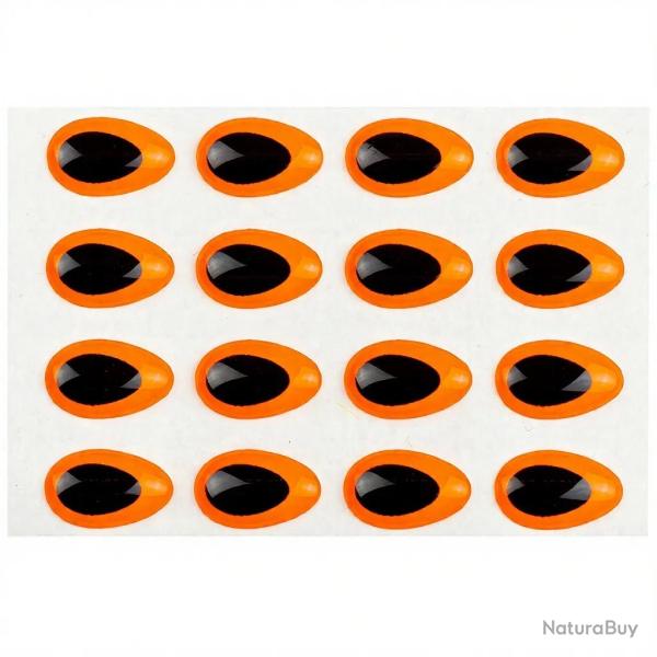 Yeux 3D Epoxy SYBAI Teardrop Eyes, Fluo Orange 9 mm